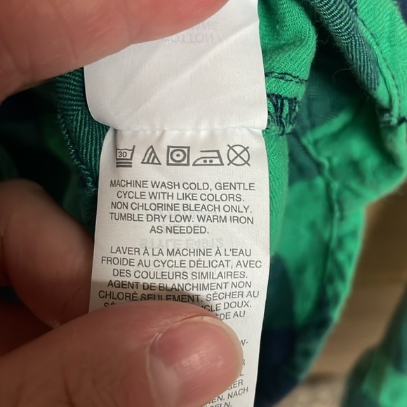 J. Crew size 6 Green and Navy Checker Plaid Casual Button Down Long Sleeve Shirt - Picture 7 of 8